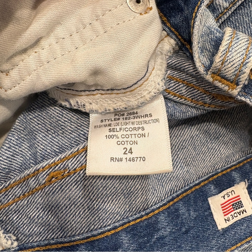 🌟RE/DONE🌟ORIGINALS HIGH RISE STRAIGHT LEG DISTRESSED JEANS LIGHT WASH SZ 24 - Picture 8 of 11